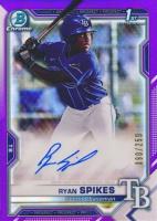 2021 Bowman Draft Chrome Draft Pick Autographs #CDARSP Ryan Spikes Purple Refractor Baseball Card