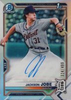 2021 Bowman Draft Chrome Draft Pick Autographs #CDAJJ Jackson Jobe Refractor Baseball Card