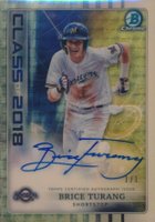2018 Bowman Draft Class of 2018 Autograph Chrome #BT Brice Turang Superfractor 1/1 Baseball Card