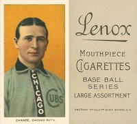 1909 White Borders Lenox-Black #79 Frank Chance Portrait-Yellow Background Baseball Card