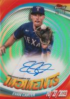 2025 Topps Finest Finest Moments Autographs #FMAEC Evan Carter Green Refractor Baseball Card