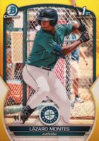 2023 Bowman Chrome Prospects #BCP58 Lazaro Montes Yellow Refractor Baseball Card