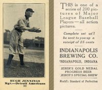 1916 Indianapolis Brewing #90 Hugh Jennings Baseball Card