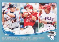 2013 Topps #294 Adrian Beltre/Miguel Cabrera/Mike Trout Wal-Mart Blue Border Baseball Card