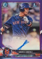 2018 Bowman Chrome Prospects Autographs #CPAAG Andres Gimenez Purple Refractor Baseball Card