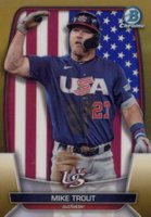 2023 Bowman Chrome World Baseball Classic Flag #WBC90 Mike Trout Gold Baseball Card