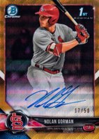 2018 Bowman Draft Chrome Draft Picks Autographs #CDANG Nolan Gorman Gold Wave Refractor Baseball Card