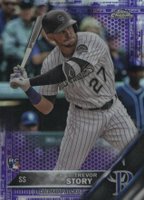 2016 Topps Chrome #45 Trevor Story Purple Refractor Baseball Card