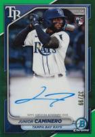 2024 Bowman Chrome Rookie Autographs #CRAJCA Junior Caminero Green Refractor Baseball Card