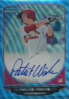 2013 Bowman Chrome Prospect Autograph #BCPPW Patrick Wisdom Blue Wave Refractor Baseball Card