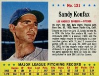 1963 Jell-O #121 Sandy Koufax Hand Cut Baseball Card