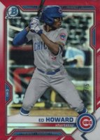 2021 Bowman Chrome Prospects #BCP221 Ed Howard Red Refractor Baseball Card