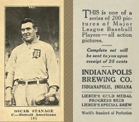1916 Indianapolis Brewing #168 Oscar Stanage Portrait Baseball Card