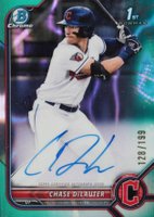 2022 Bowman Draft Chrome Draft Pick Autographs #CDACD Chase Delauter Aqua Lava Refractor Baseball Card