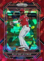 2023 Panini Prizm #92 Elly de La Cruz Red Ice Baseball Card