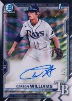 2021 Bowman Draft Chrome Draft Pick Autographs #CDACW Carson Williams Black Wave Refractor 1/1 Baseball Card