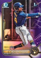 2022 Bowman Chrome Prospects #BCP79 Jackson Chourio Purple Refractor Baseball Card