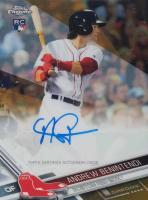 2017 Topps Chrome Rookie Autographs #RA-ABE Andrew Benintendi Gold Refractor Baseball Card