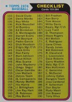 1974 Topps #263 Checklist (133-264) Baseball Card