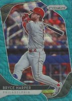 2020 Panini Prizm #63 Bryce Harper Teal Wave Prizm Baseball Card
