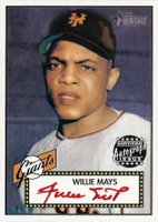 2001 Topps Heritage Autographs #THAWM Willie Mays Red Ink Baseball Card