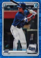 2020 Bowman Chrome Prospects #BCP30 Jhon Diaz Blue Refractor Baseball Card