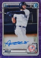 2020 Bowman Draft Chrome Draft Picks Autographs #CDAAWE Austin Wells Purple Refractor Baseball Card
