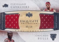 2005 Upper Deck Exquisite Collection Dual Jerseys #DJ-JJ LeBron James/Michael Jordan Basketball Card