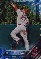 2016 Topps Chrome #1 Mike Trout Jumping-Blue Refractor Baseball Card