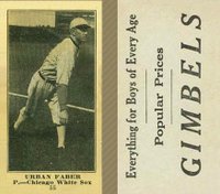 1916 Gimbels #55 Urban Faber Baseball Card