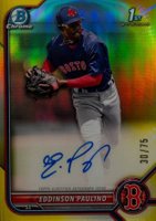 2022 Bowman Chrome Prospect Autographs #CPAEP Eddinson Paulino Yellow Refractor Baseball Card