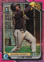 2024 Bowman Mega Box Chrome Prospects #179 Leo de Vries Pink Refractor Baseball Card
