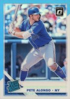 2019 Panini Donruss Optic #82 Pete Alonso Carolina Blue and White Baseball Card