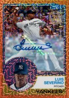 2018 Topps Silver Pack 1983 Chrome Promo #25 Luis Severino Autograph-Orange Refractor Baseball Card