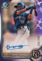 2022 Bowman Chrome Prospect Autographs #CPADVZ Daniel Vazquez Purple Refractor Baseball Card