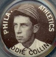 1910 Sweet Caporal Pins # Eddie Collins Large Letters Baseball Card