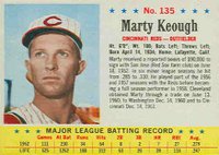 1963 Post Cereal #135 Marty Keough Hand Cut Baseball Card