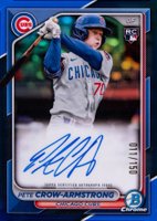 2024 Bowman Chrome Rookie Autographs #CRAPC Pete Crow-Armstrong Blue Refractor Baseball Card