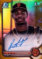 2022 Bowman Chrome Prospect Autographs #CPARR Ryan Reckley Gold Refractor Baseball Card