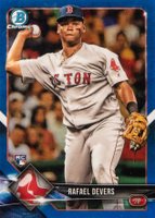 2018 Bowman Chrome #8 Rafael Devers Throwing-Blue Refractor Baseball Card