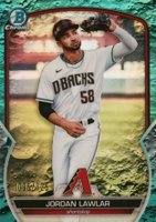 2023 Bowman Chrome Prospects #BCP92 Jordan Lawlar Aqua Lunar Crater Refractor Baseball Card