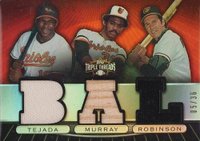 2007 Topps Triple Threads Relics Combos #14 Miguel Tejada/Eddie Murray/Brooks Robinson Baseball Card