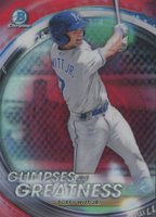 2020 Bowman Draft Glimpses of Greatness #GOGBW Bobby Witt Jr. Red Refractor Baseball Card