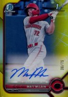 2022 Bowman Chrome Prospect Autographs #CPAMM Matt Mclain Yellow Refractor Baseball Card