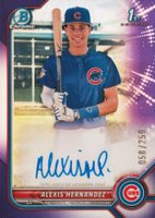 2022 Bowman Chrome Prospect Autographs #CPAAH Alexis Hernandez Purple Refractor Baseball Card