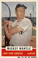 1960 Bazooka Singles #31 Mickey Mantle Hand Cut Baseball Card