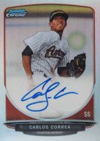 2013 Bowman Chrome Prospect Autograph #BCPCC Carlos Correa Refractor Baseball Card