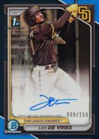 2024 Bowman Chrome Prospect Autographs #CPALD Leo de Vries Blue Refractor Baseball Card