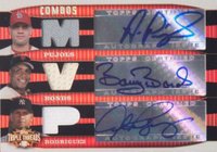 2006 Topps Triple Threads Relic Combos #1 Albert Pujols/Alex Rodriguez/Barry Bonds Autograph Baseball Card
