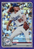 2020 Bowman Chrome #96 Dustin May Purple Refractor Baseball Card